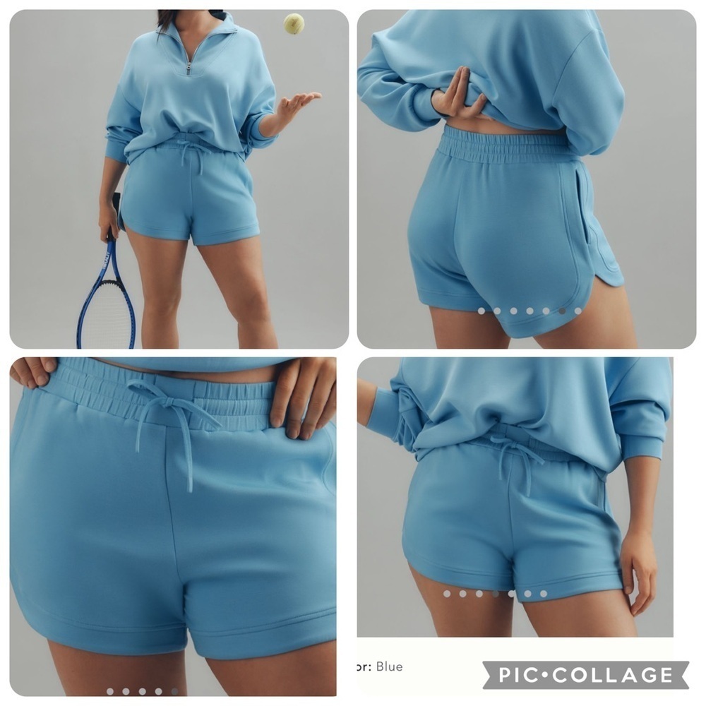 NWT new 2X plus Anthropologie Varley Ollie high rise shorts double soft blue